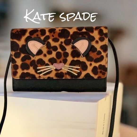 KATE SPADE NWT LEOPARD SUMMER RUN WILD CROSSBODY WALLET BAG CLUTCH - Picture 1 of 12